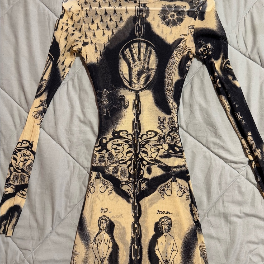Jean Paul Gaultier Artistic Black and Cream Dress